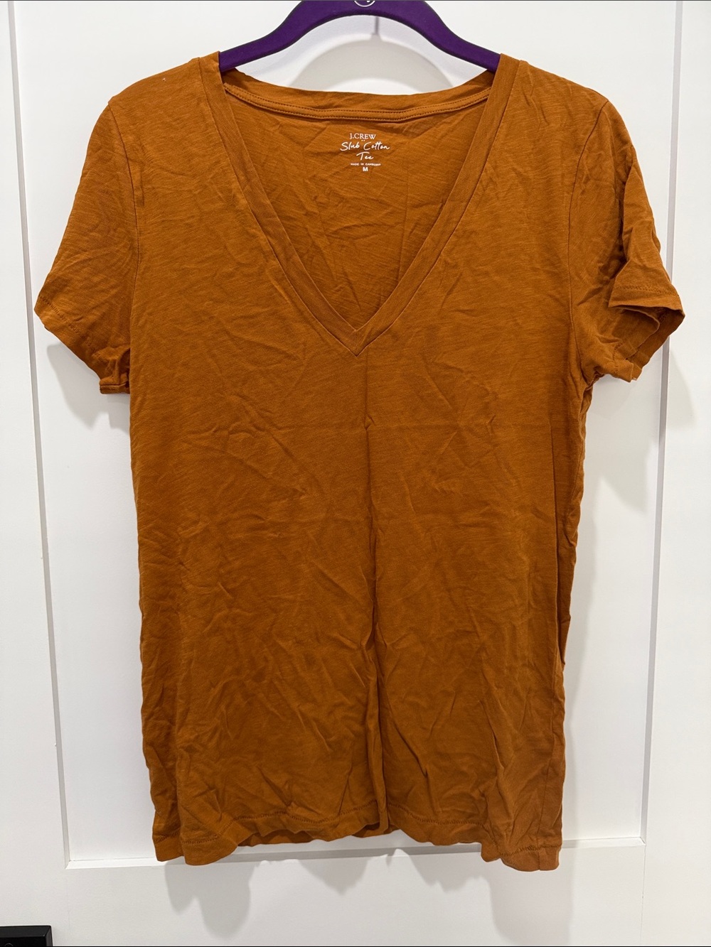 J. Crew Short Sleeve V-Neck Tee in Burnt Orange